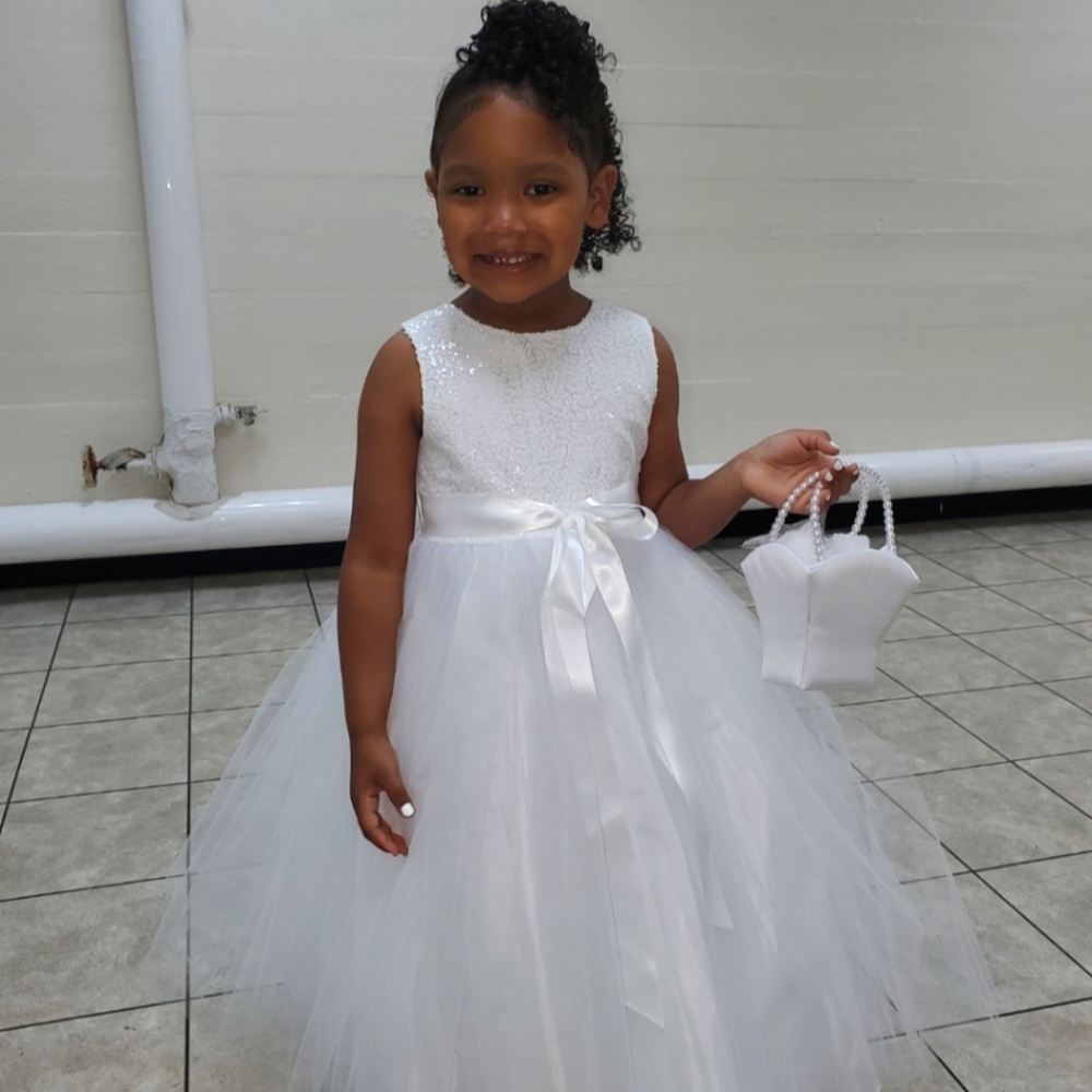 Heart Cutout Sequin Junior Flower Girl Dress Open Back Dress